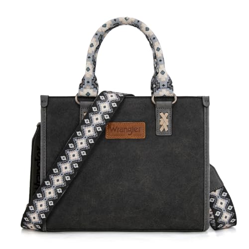 Montana West Wrangler Tote Bag for Women Aztec Western Retro Purse Top Handle Handbags - color: A-aztec-dark Black