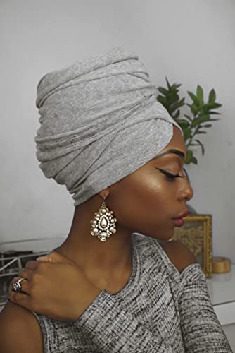 HOMELEX Head Wraps Turbans Stretch Jersey Knit Headwraps Wrap Turban Scarf Tie for Women - color: Gy-1