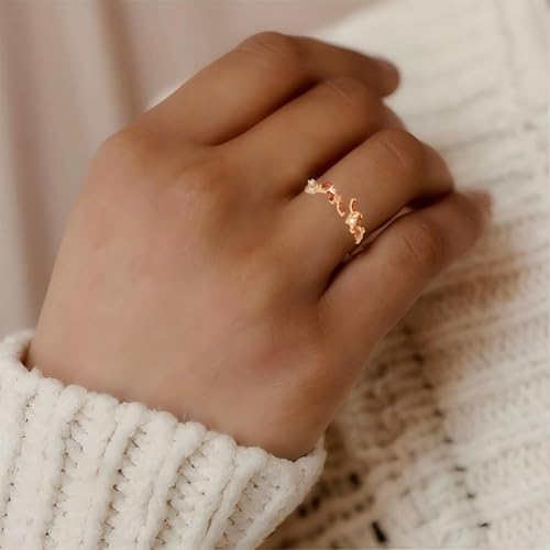 Adjustable Women's Cubic Zirconia Leaf Shaped Ring, 18K Gold-Plated Exquisite Stackable Women's Ring, A Great Gift for Her - color: C