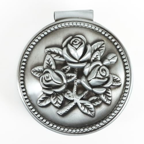 Vintage Metal Trinket Jewelry Box, Small Heart Shape Jewelry Organizer Rose Flower Sunflower Antique Treasure Chest Ring Holder, Earrings Necklace Storage Box Keepsake Box for Women (Circle-Rose) - style: Circle-Rose