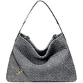 JINMANXUE Women Boston Bag, Woven Hobo Tote Handbag and Purses, Female Satchel Messenger Bags, Fashion Shoulder Crossbody Bag - color: Frosted Sudan Grey