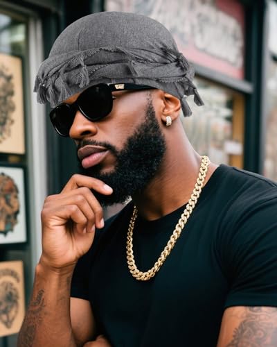 Ababalaya Adjustable Satin Lined Halo Turban Durag for Men &Women Twisted Tassel Head Wraps - color: Grey