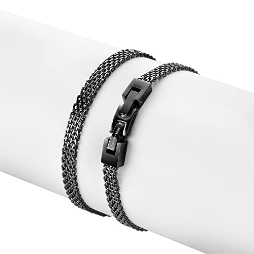 Geoffrey Beene Stainless Steel 6mm Italian Mesh Link Bracelet 8.5Inches - color: Black