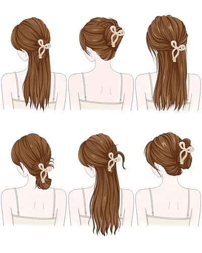 Mesovor 4 Pack Elegant Bow Hair Claw Clips, Nonslip 4.3" Large Hair Grip Hairclips for Thin and Thick | Acrylic Hair Strong Hold Hair Jaw Clamps (Mermaid Crack, Black) - color: Mermaid Crack, Black