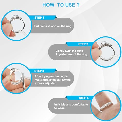 Haiou Ring Size Adjuster for Loose Rings - Clear Invisible Ring Guard, Spacer & Tightener | Sil. Resizer Extender - color: Crystal-Coil