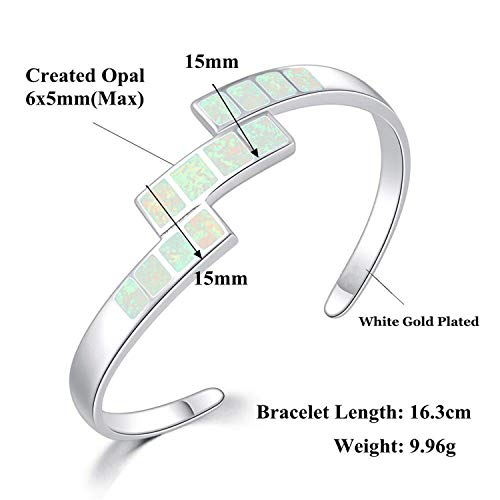 CiNily Womens Cuff Bracelet,Opal Bangle Bracelets Gold Plated Hypoallergenic Ladies Gemstone Open Cuff Bangle Bracelet - color: cuff bracelet-white
