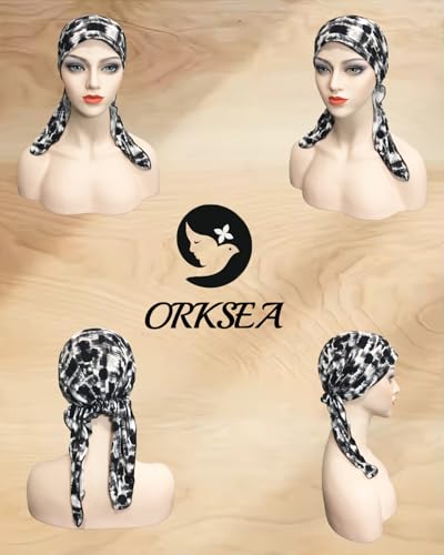 Chemo Headwear for Women Pre-Tied Head Scarf Headwraps Soft Turbans Cancer Hats Chemo Beanie Coverings Scarves - color: Leopard Print3