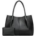 KKXIU Tote Bag for Women Vegan Leather Shoulder Purse Large Capacity Travel Bag - color: Black