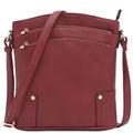 ALYSSA Triple Zip Pocket Large Crossbody Bag - color: Wine