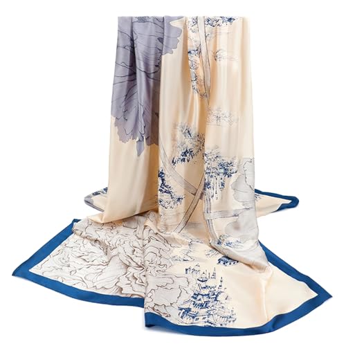 vimate 100% Large Silk Feeling Scarf-Women's Fashion Long Mulberry Silk Satin Neck Scarf Sunscreen Shawl Wrap Headscarf - color: Style 21