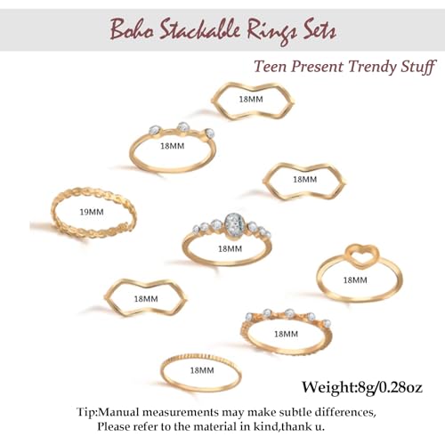 Boho Stackable Rings for Women Trendy Knuckle Joint Finger Knuckle Nail Ring Sets Simple Star Moon Stack Preppy Statement Rings Cute Stuff - style: E-5