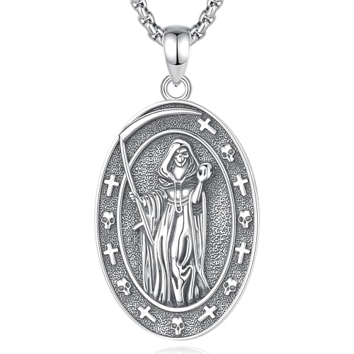 INFUSEU Mystical Hecate Triple Moon Goddess Necklaces, Divine Feminine Protection Gifts - style: Santa Muerte