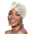 African Women Turban Caps Pre-Tied Twisted Turbans Head Scarf for Women Hair Wraps Cover Beanie Cancer Chemo Headwear - color: 1 Pack Flower: White