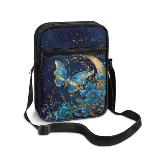 Womens Crossbody Bag Cell Phone Purse Wallet Small Shoulder Handbag for Workout Travel Gym - color: Butterfly Moon