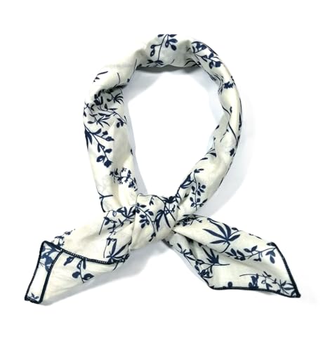 Shanlin Unisex Floral Cotton Square Scarf Bandanas 22x22 inch - color: Hurb-bluewhite