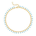 MTMY Gold Anklets for Women 14K Gold Plated Tiny Bead Anklet Colorful Tassel Foot Chain Dainty Adjustable Cute Summer Beach Boho Anklets Jewelry Gift - style: lake blue