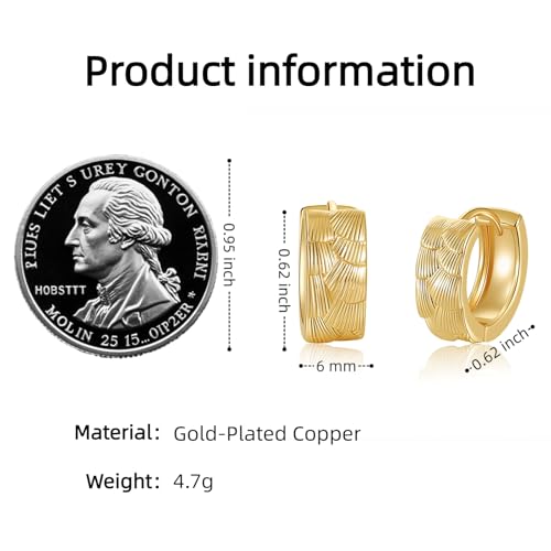 Small Chunky Huggie Hoop Earrings for Women - 18K Gold Plated Boho Ethnic, Hypoallergenic Dainty Vintage Gifts for Women - color: fish scale