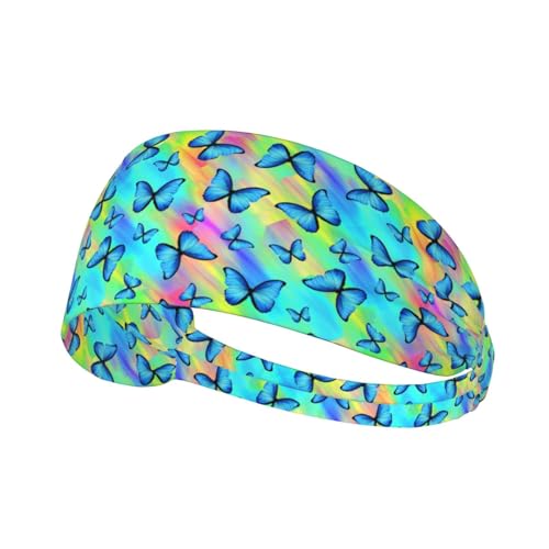 Butterfly Print Headband for Women, Colorful Elastic Hair Band for Workout, Yoga, Sports - color: 6