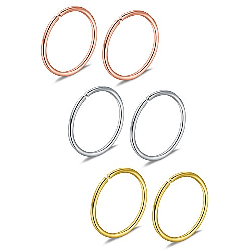 Ruifan 6-30PCS Non Pierced Stainless Steel Clip on Closure Round Ring Fake Nose Lip Helix Cartilage Tragus Ear Hoop Earrings Jewelry 20G - color: 8mm - Mix Color 2#