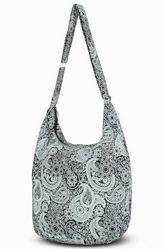 Your Cozy Hobo Sling Bags For Women Crossbody Bag Thai Top Handmade Shoulder Bag with Adjustable Strap - color: Peacock