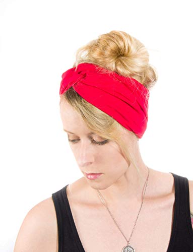 Twist Headband Extra Wide Scrunch Turban (Red) - color: Red