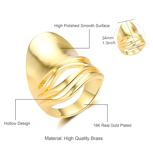 Chunky Rings for Women Gold and Silver Statement Rings Mask Dome Gold Plated Fashion Band Ring Cocktail Costume Jewelry Gift - style: Mask Gold