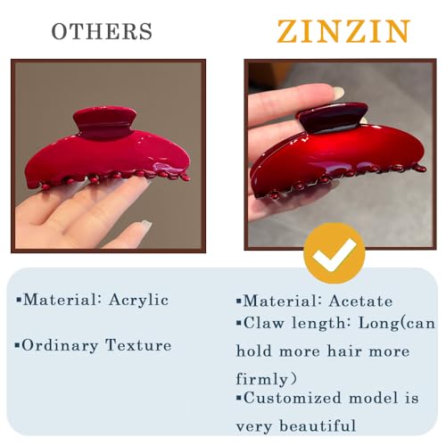 Hair Claw Clips For Women, Red Hair Clips Nonslip Retro Hair Clips for Thick & Thin Hair & Curly Hair Fashion Hair Accessories - color: Red