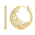 Parmuz 925 Sterling Silver Earrings Hoops for Women Ladies Simple Lightweight Twisted Medium Hoop Earrings With Cubic Zirconia Hypoallergenic Jewelry for Her - color: Gold 6