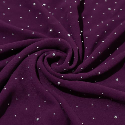 Shawls and Wraps for Evening Dresses Sheer Chiffon Women Elegant Soft Silky Sparkly Wedding Bridal Scarf - color: Plum C