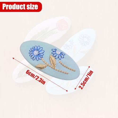 Set Of 2 Delicate Hand Embroidered Hair Clip Vintage Flower Zouju For Daughters Teens Women Girlfriends Wives Unique Hair Accessories (Azure Hair Clip) - color: Azure Hair Clip