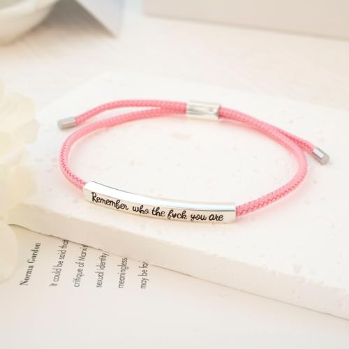 LINY Inspirational Gifts for Women Men, Dont Let The Hard Days Win Gifts, Motivational Inspirational Tube Bracelets Friendship Birthday Meaningful Gift for Friends Female - color: Remember Who-Tube Pink+Silver