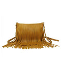 Solene Fringe Crossbody Shoulder Bag with Strap, Tassel Messenger bag, Country Style Western Fringe Purse for Women - color: Mustard