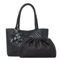 Woven Tote Bag for Women with Purse, Fashion Shoulder Hobo Underarm Bags, Large Woven Handmade Work Commuter Day Bags - color: Black