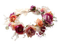 Vivivalue Women Floral Crown Rose Flower Headband Hair Wreath Floral Headpiece Halo Boho with Ribbon Wedding Party Festival Photos - color: 1
