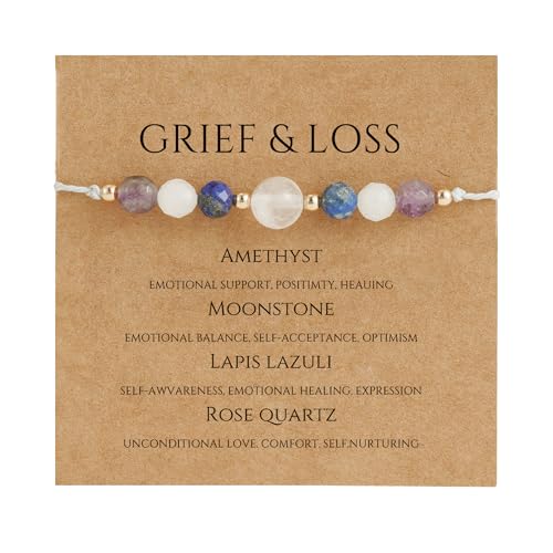 Empath Anxiety Calming Protection Bracelets Gifts for Her, Natural Healing Natural Stone Beaded Bracelet Healing Bracelets Jewelry for Women - color: Grief Loss