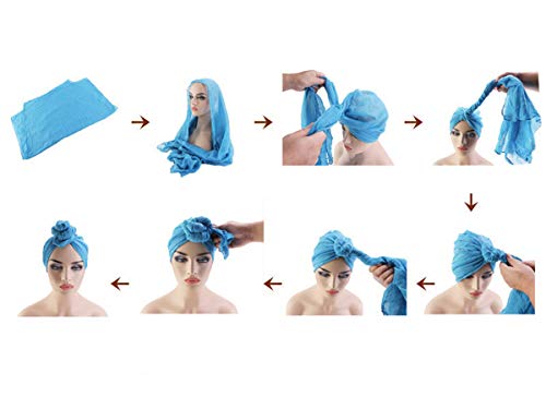 Qianmome Womens Big Flower Turban Beanie Elegant Cap Head Wrap Stretch Long Hair Scarf Headscarf - color: Coffee