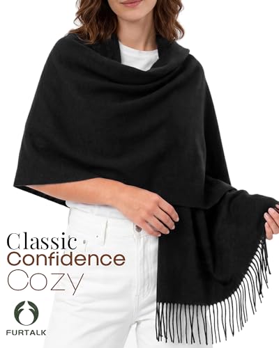 FURTALK Pashmina Shawl Wraps for Women Evening Dresses Blanket Scarves Fashion Scarf Wedding Gifts - color: 01-black