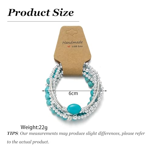 Long tiantian Western Turquoise Beaded Bracelet Set for Women Stackable Cowgirl Bracelets Boho Concho Jewelry Country Concert Rodeo Outfit Accessories Gifts - color: C1:Western Bracelets