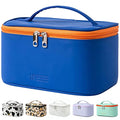 Meiyuuo Makeup Bag Large Cosmetic Bags for Women Girls Cute Travel Zipper Pouch Toiletry Organizer for Beauty Essentials Waterproof (Navy Blue) - color: Navy Blue
