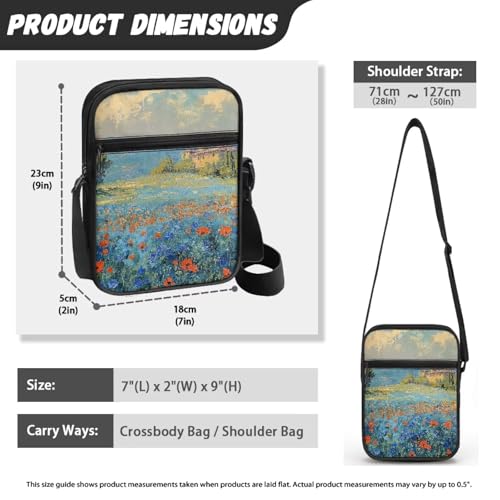 Womens Crossbody Bag Cell Phone Purse Wallet Small Shoulder Handbag for Workout Travel Gym - color: Flower Painting