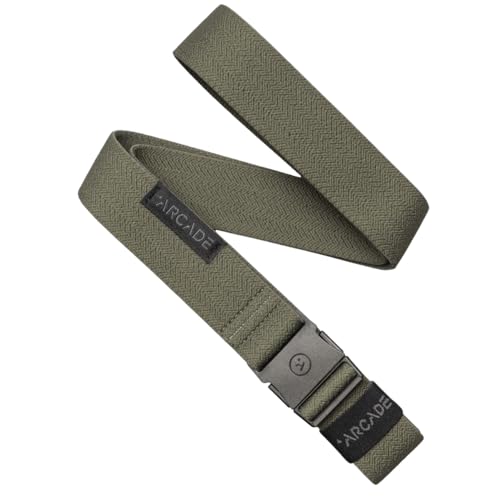 Arcade The Original Slim Unisex Adventure Belt, Narrow Width Elastic Stretch Webbing, Micro Adjust Buckle - color: Ivy Green