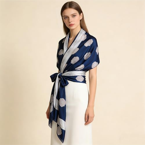 Silk Scarf Mulberry Silk Fashion Scarves Long Lightweight Shawl Wrap … - color: W25