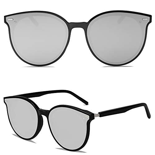 SOJOS Sunglasses Womens Trendy 2025 Classic Round Retro Vintage Shades Large Frame Sunnies SJ2067 - color: Dark Black
