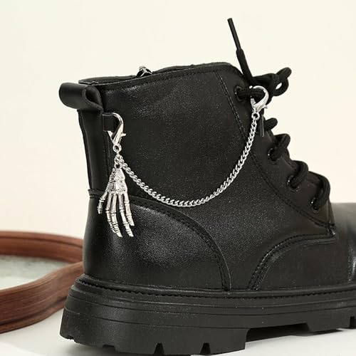 Nojess 2Pcs Punk Goth Shoe Chains Skull Boot chains Skeleton Hand Shoe Charms Shoes Sneakers Martin Boots Accessories Stuff - style: Skeleton Hand Chain