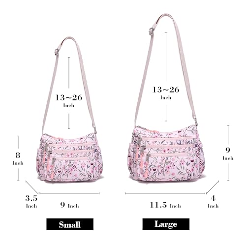 AOCINA Crossbody Bags for Women Multi Pocket Nylon Lightweight Ladies Purses Messenger Shoulder Handbags Satchel Travel Bag - color: Cherry, size: Large