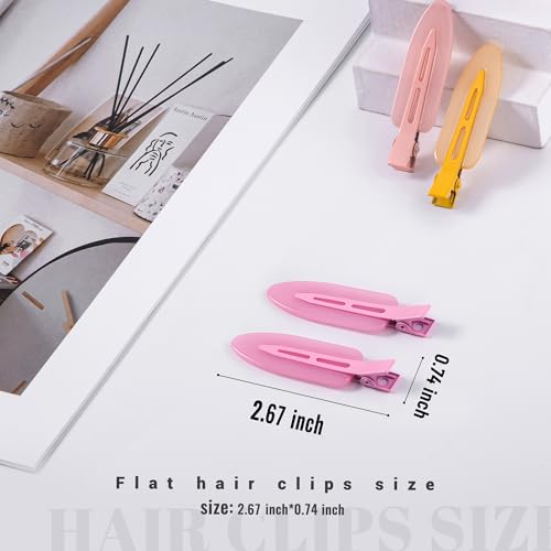 10 Pcs Creaseless No Crease No Bend Flat Hair Clips For Styling Non Slip Makeup Clips For Women Salon Hairstyle,Jelly Orange Pink Rose Red - color: Jelly Orange Pink Rose Red