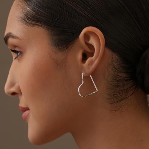 LeCalla 925 Sterling Silver Heart Hoop Earrings for Women | Love Theme Heart Shaped Hoop Earring | Womens Italian Love Heart Earrings Hoops - color: Diamond-Cut Heart
