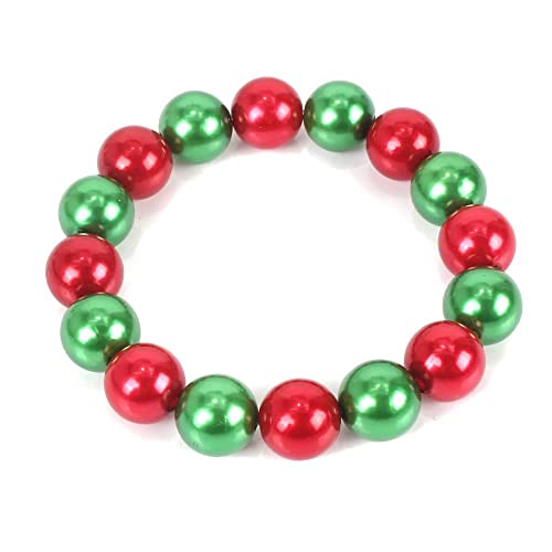 Fuqimanman2020 Chunky Large Simulated Pearl Choker Necklace Drop Dangle Earrings Crystal Bib Big Round Beaded Strand Multicolor Costume Statement Wedding Jewelry Set for Women Brides - color: Christmas Set