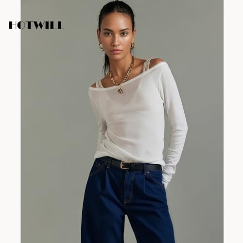 HOTWILL 4 Pack Women Skinny Belts for Jeans Dress Thin Waist Belt for Ladies - color: Gold Buckle B Black Beige Brown White, size: Small