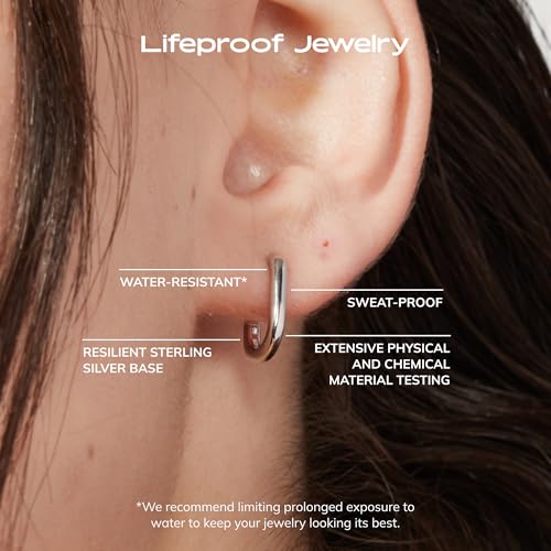 Ana Luisa Rectangle Hoop Earrings - Sterling Silver Base With 14K Gold & Silver Rhodium Plating - Chic, Dainty Mixed Metal Huggie Hoops - Hypoallergenic, Tarnish-Free, and Water-Resistant Hoops - color: Mini - Silver